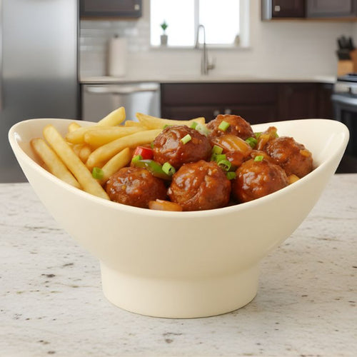 Melamine Lotus Medium Serving Cream Bowl