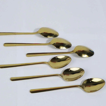 18 Pieces Set of Golden Stainless Steel Spoons