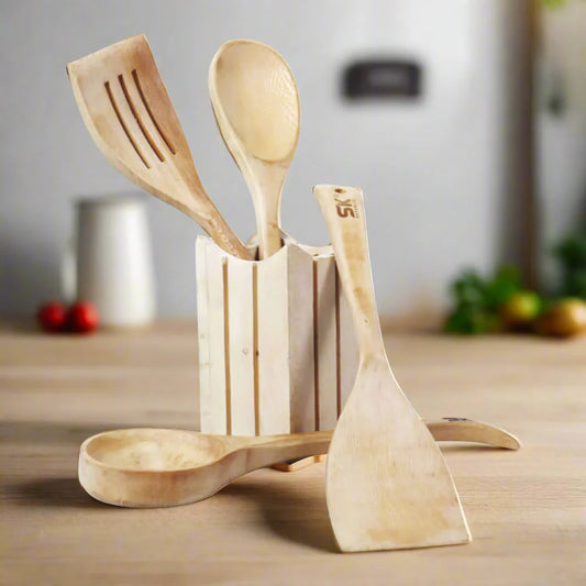 5 Piece Smart Wooden Cooking Utensils Set