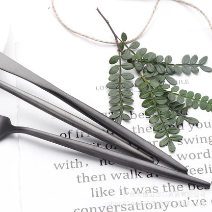 Silver Black Cutlery Set