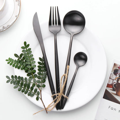 Silver Black Cutlery Set