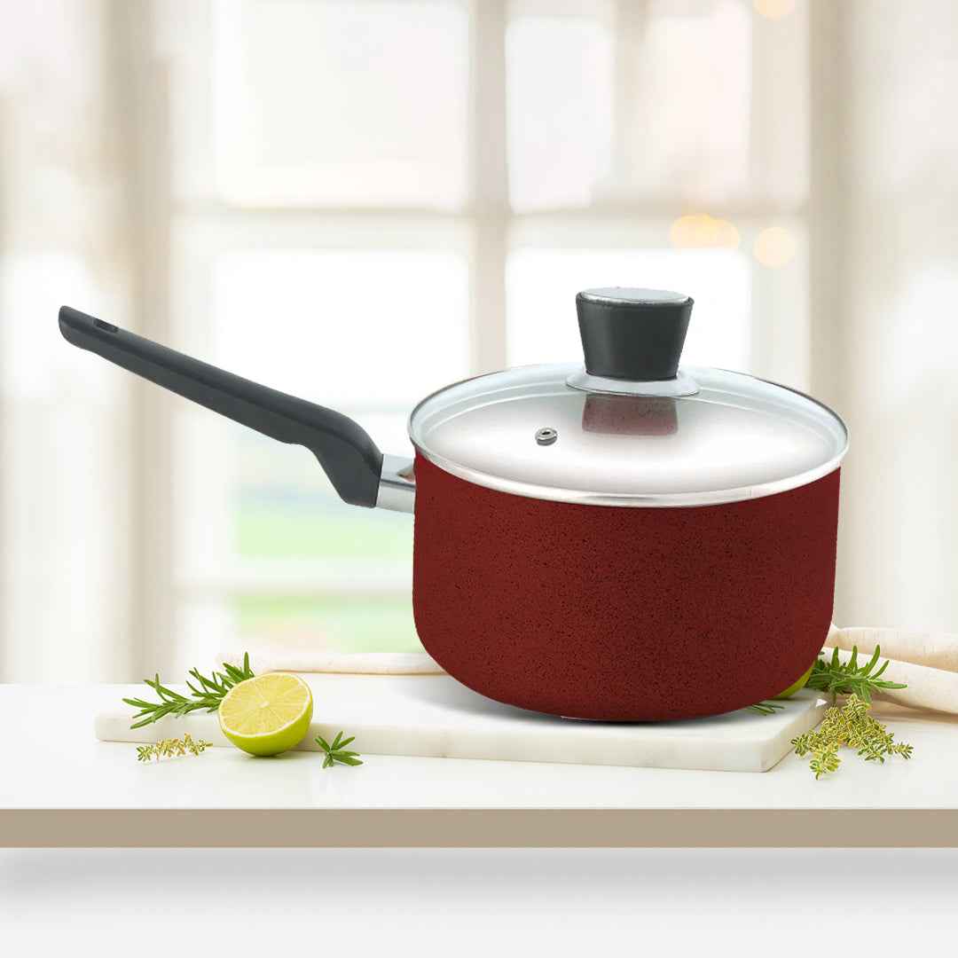 Silverleafs GranitePro Non-Stick Saucepan – With Tempered Glass Lid